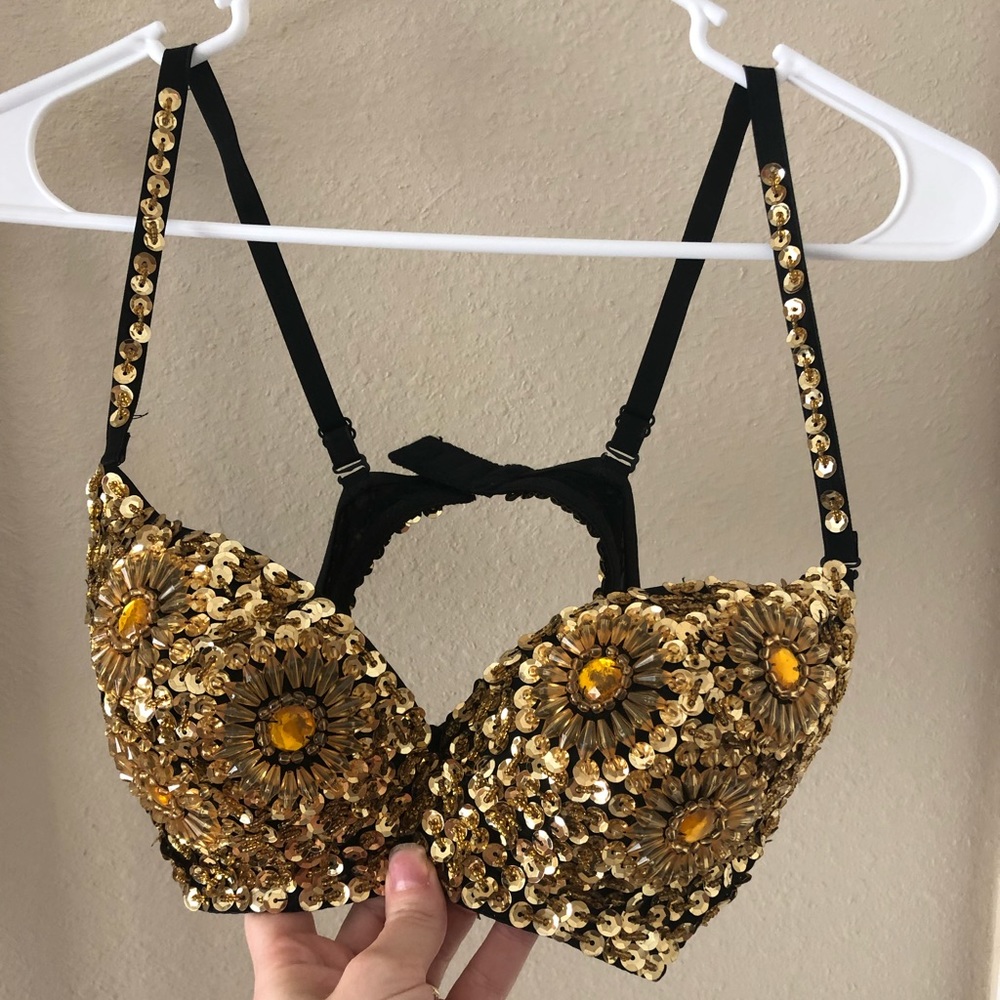 Festival rave jewel sequin bra